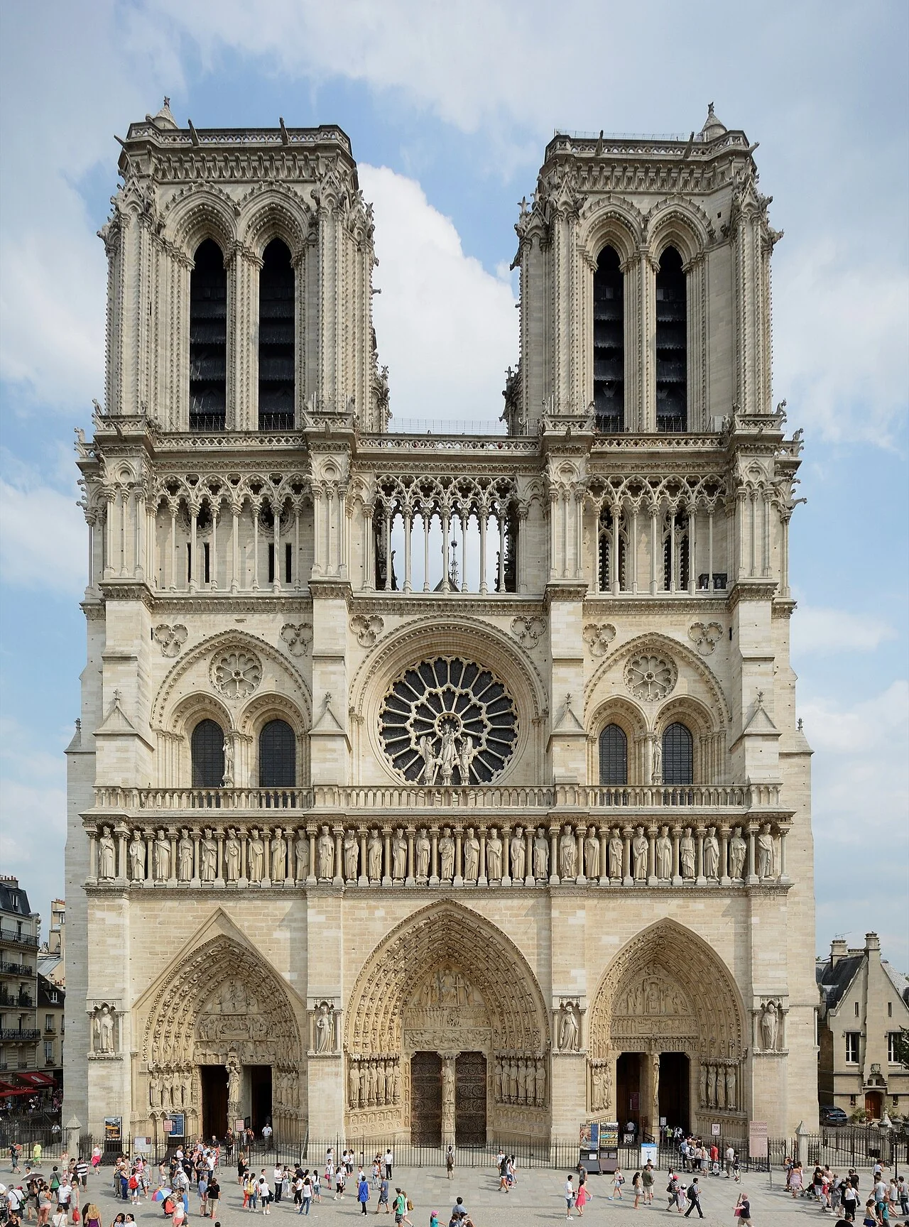 The west façade of Notre-Dame Cathedral in Paris