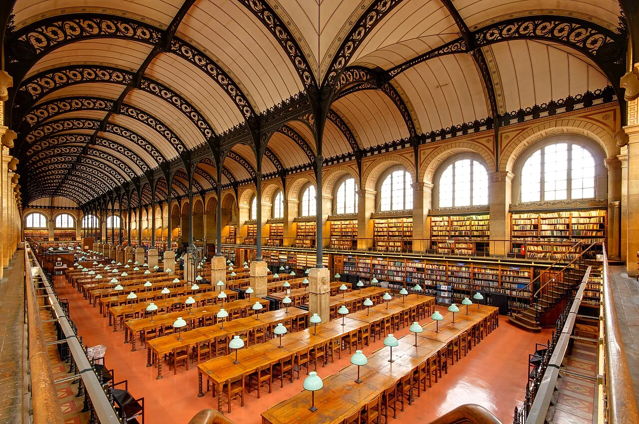 Reading room of the Bibliothèque Sainte-Geneviève in Paris