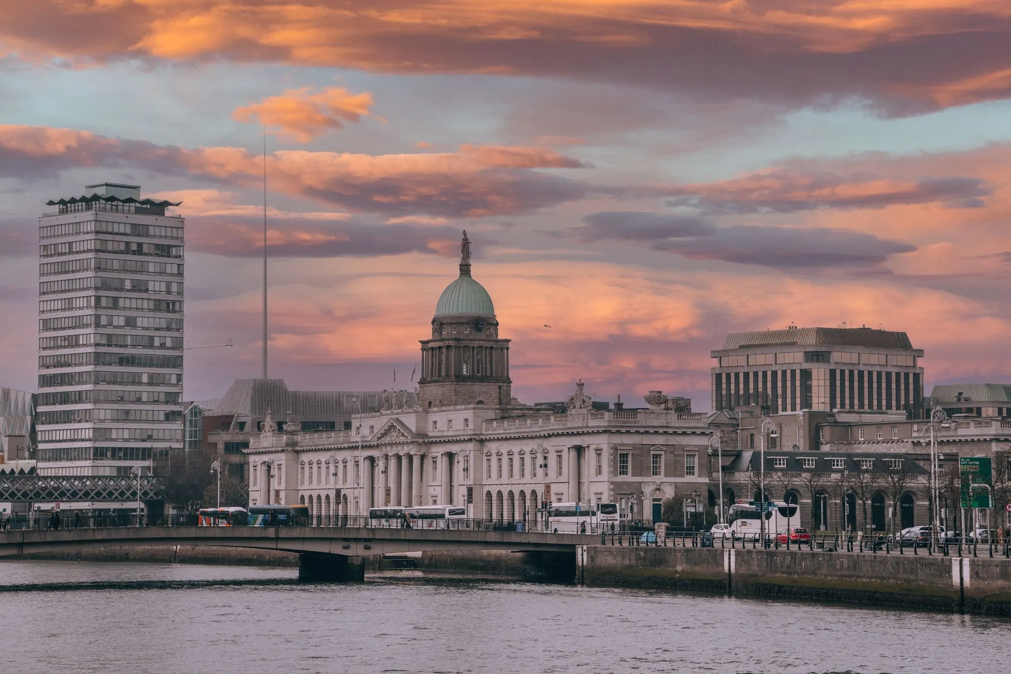 The Custom House on the River Liffey at sunset, Dublin